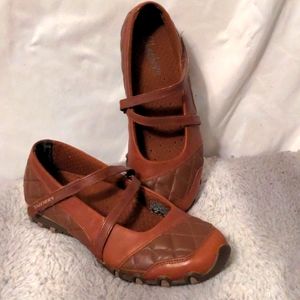 Brown Multi Texture Leather Skimmer Flats 6